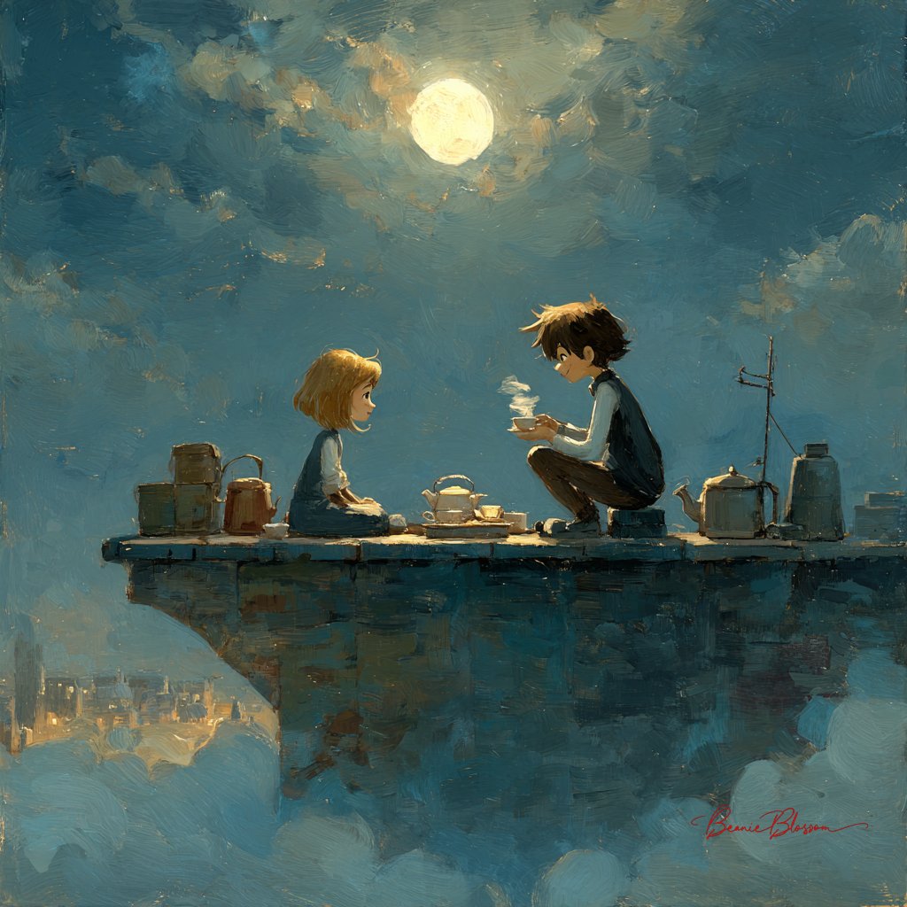 Moonlit Rooftop Tea Party