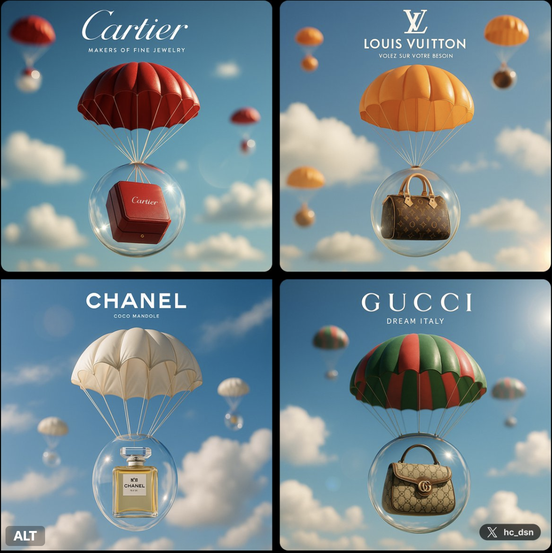 Brand Luxury Items Falling from Sky