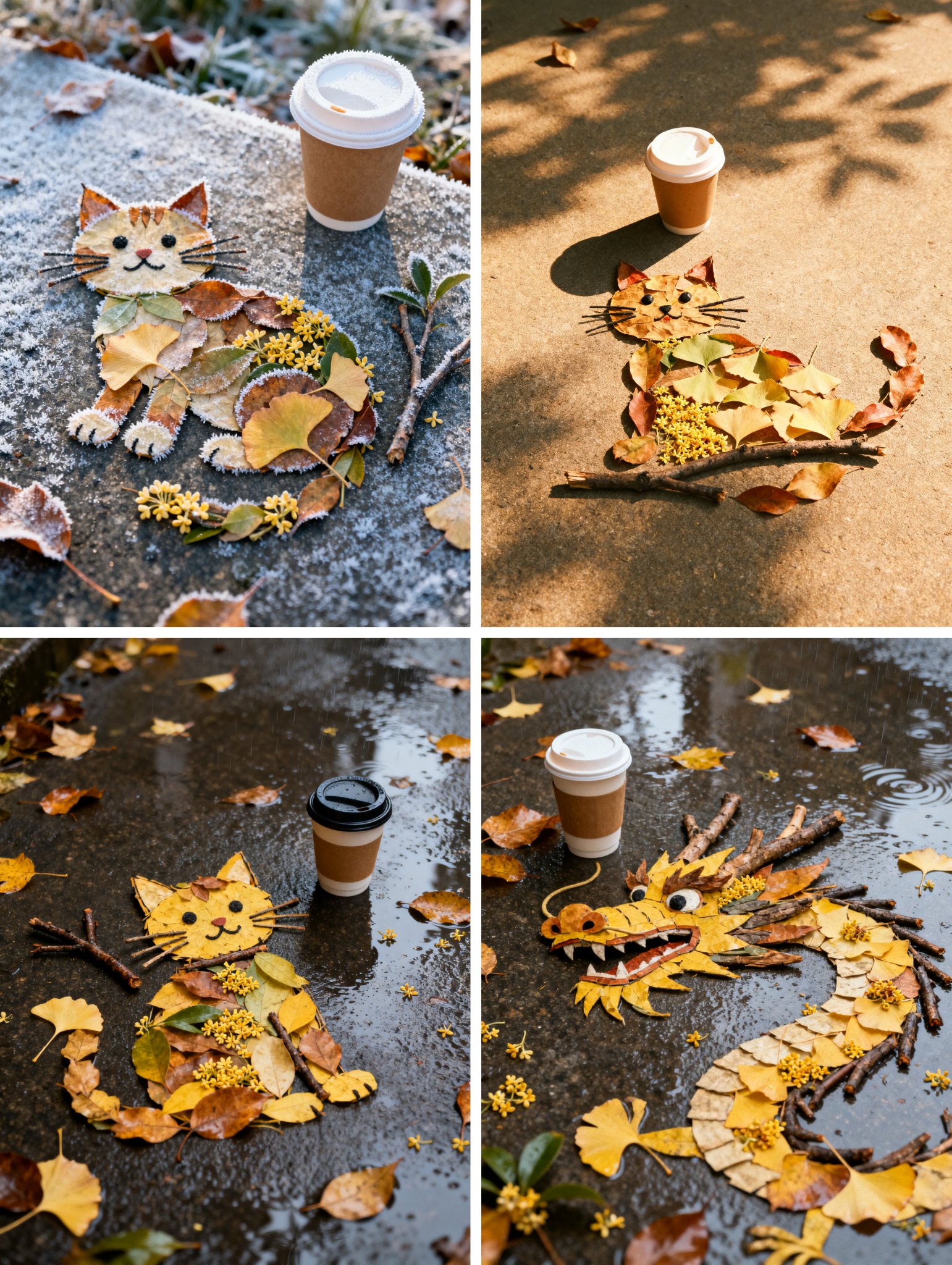 Autumn Leaves Arranged into Pattern