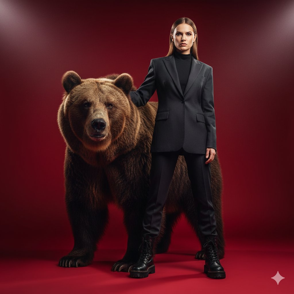Fashion Woman Photo with Bear