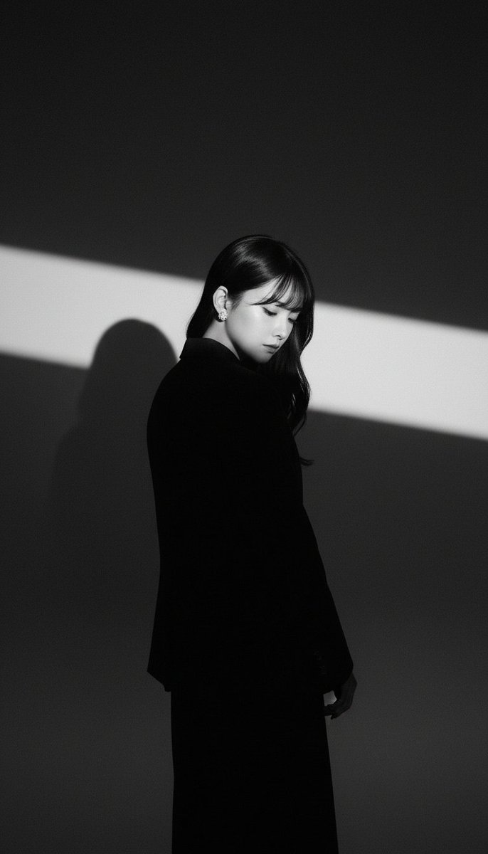 Dramatic Black and White Studio Portrait