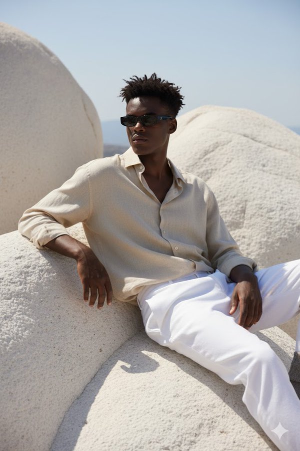 Sitting on Huge Smooth White Rock Formation
