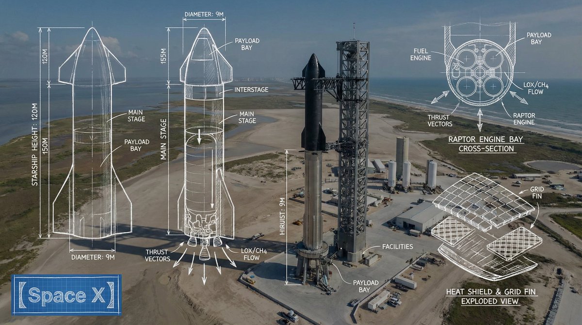 SpaceX Engineering Schematic Blueprint