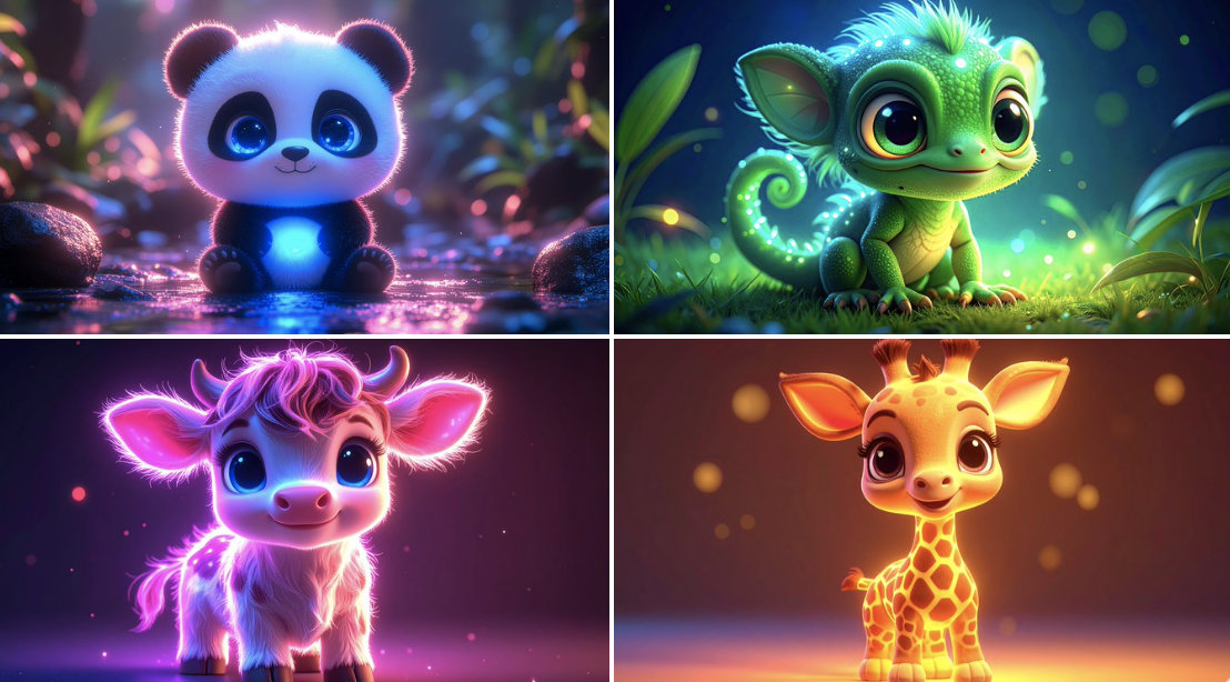 Neon Glowing Cute Animal