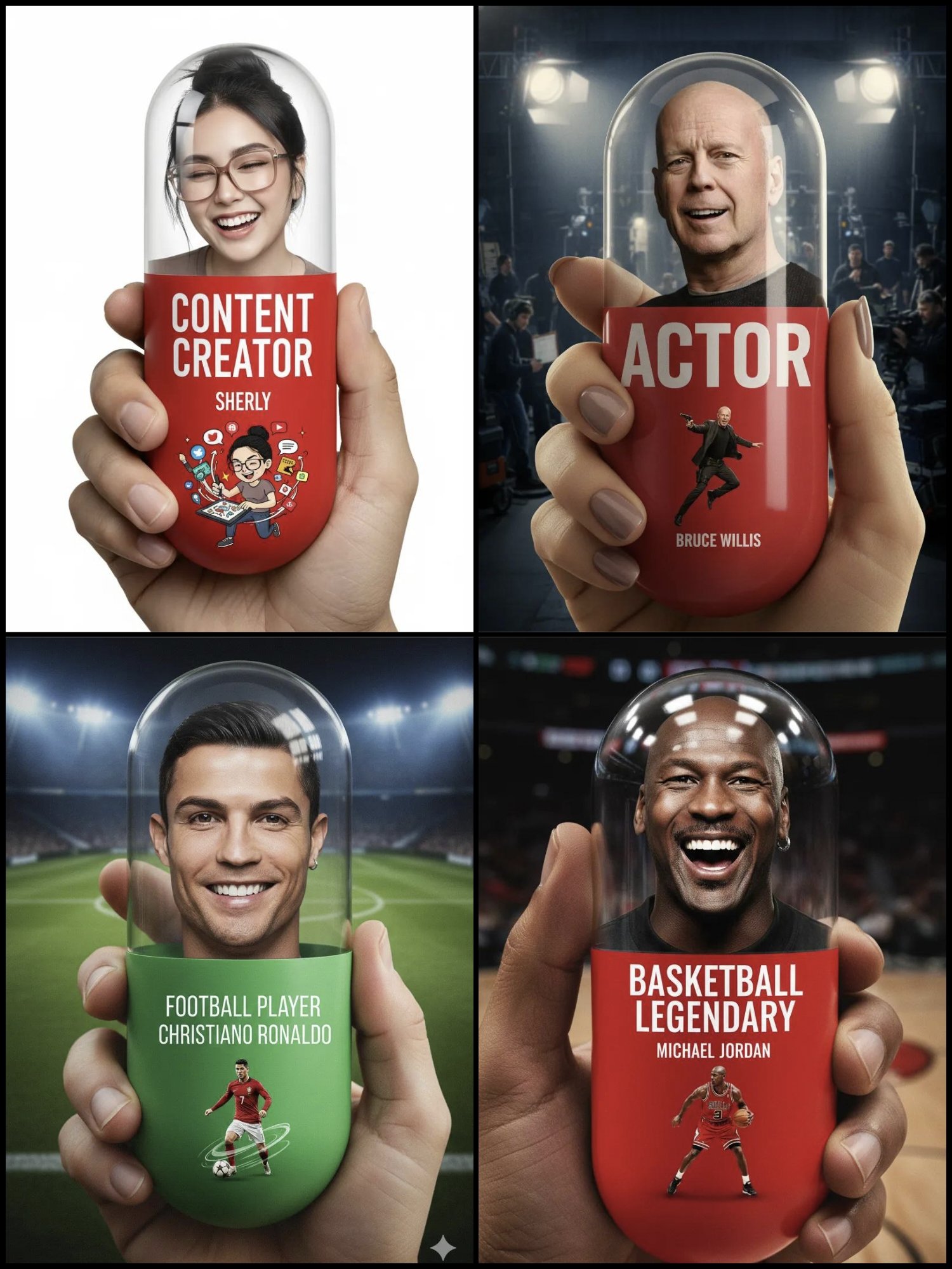 Close-up of Hand Holding Giant Vertical Pill